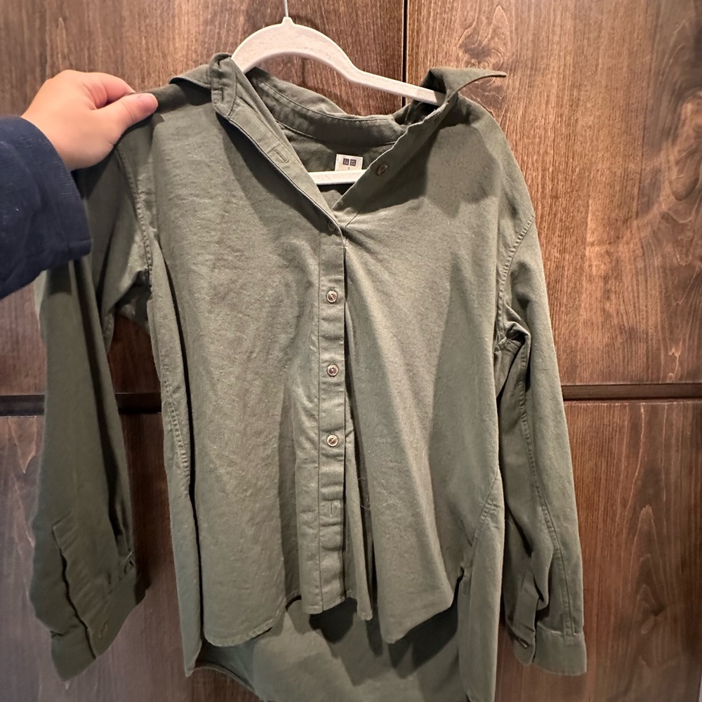 Uniqlo -Olive Button Down Shirt - Womens Size S - Purchased in Japan- NEVER WORN